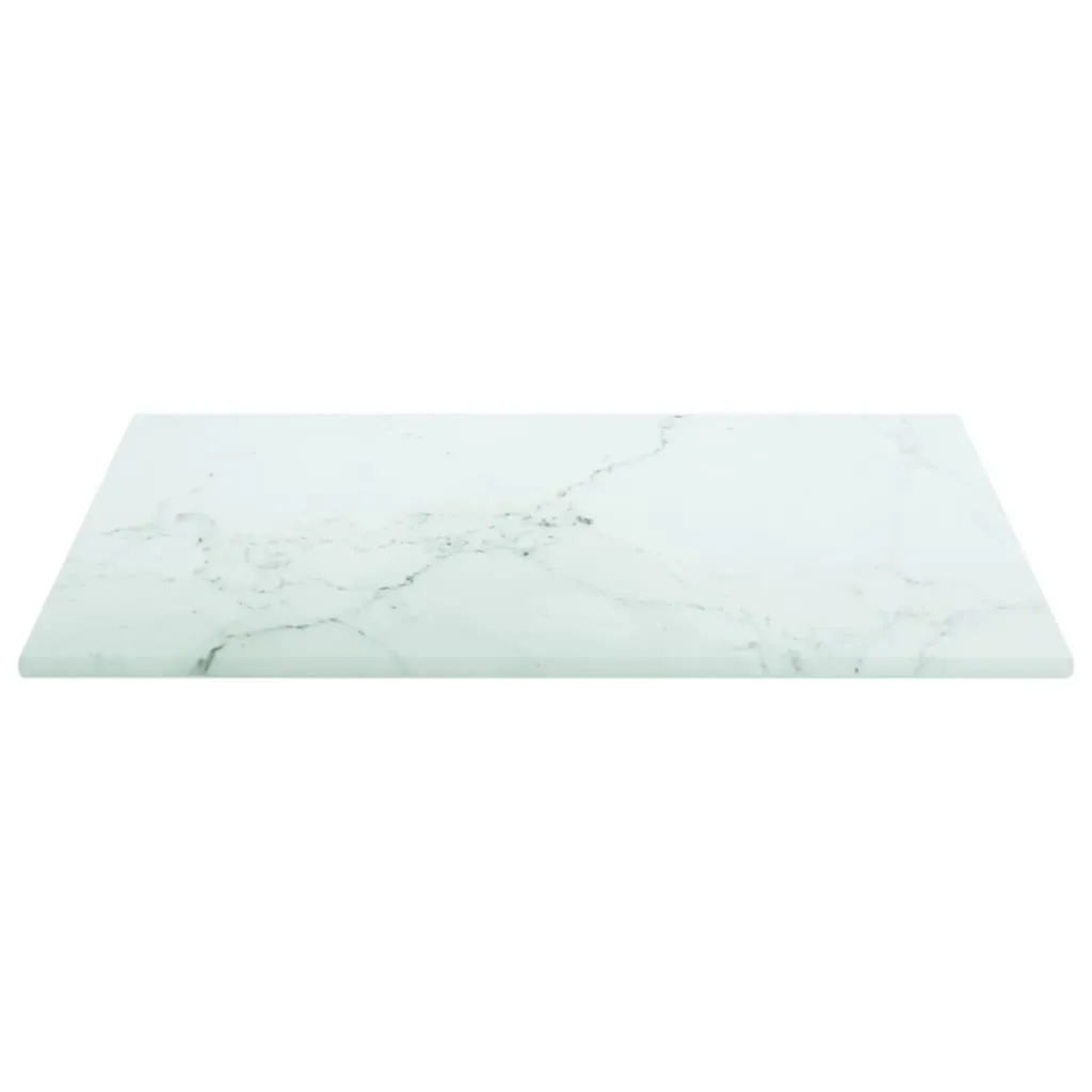 Table Top White 30x30 cm 6 mm Tempered Glass with Marble Design