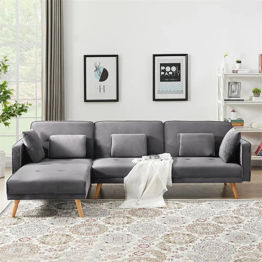 Umrao Upholstered Sectional Sofa In Grey Suede