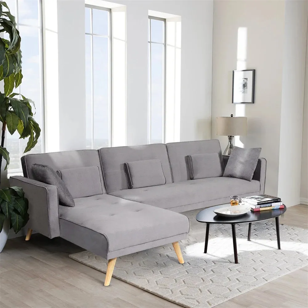 Umrao Upholstered Sectional Sofa In Grey Suede