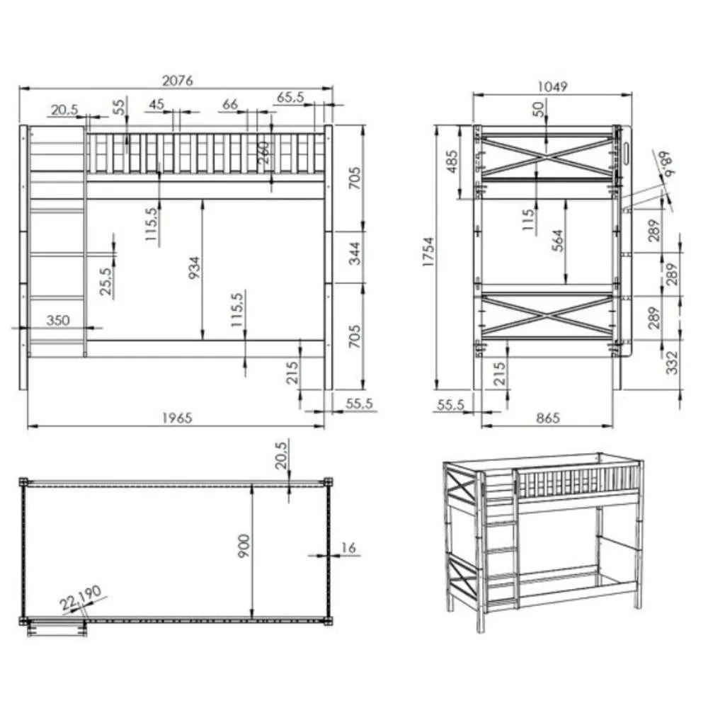 Vipack - Scott Bunk Bed 175cm