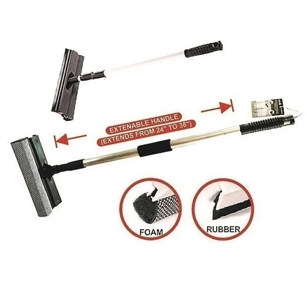 Window Squeegee Cleaner 38" Extendable Long Handle Car Cleaning Window Glass